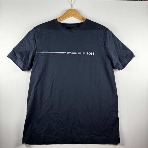 Porsche x BOSS Men's TShirt Navy Blue Mercerised Cotton Size M - Picture 1 of 6